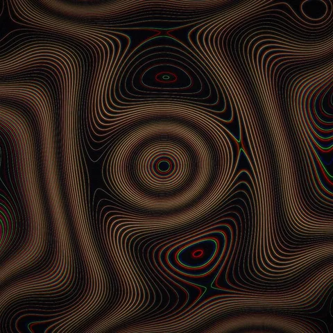 Interferentia: concentric amber contour lines bending around one another