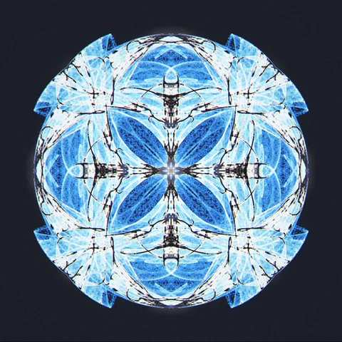Ostensoria: a blue, mirror-symmetric reliquary form grown from a chaotic orbit